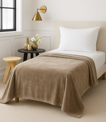 Κουβέρτα βελουτέ Μονή Beige Κουβέρτα βελουτέ Μονή Beige