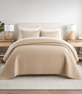 Κουβερλί Μονό Ξενοδοχείου 100% Cοtton Beige Κουβερλί Μονό Ξενοδοχείου 100% Cοtton Beige