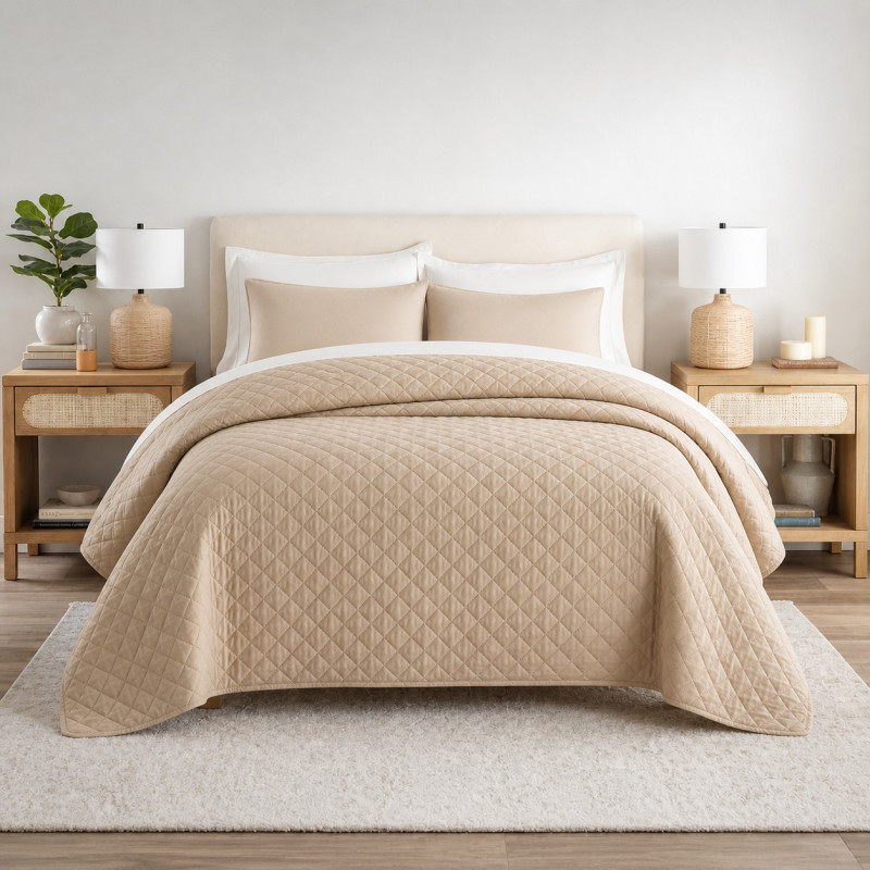 Κουβερλί Υπέρδιπλο Ξενοδοχείου 100% Cοtton Beige Κουβερλί Υπέρδιπλο Ξενοδοχείου 100% Cοtton Beige