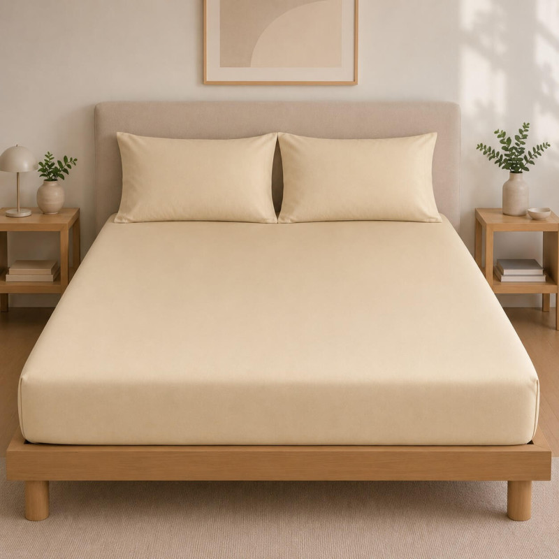 Σεντόνι Με Λάστιχο Πεννιέ Beige (1.80x2.00+0.40)