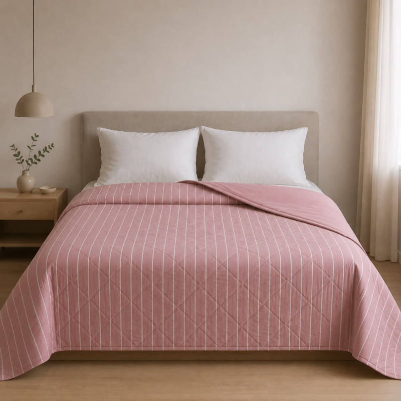 Κουβερλι Υπέρδιπλα 220x240 Stripe Dusty Rose Κουβερλι Υπέρδιπλα 220x240 Stripe Dusty Rose