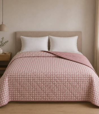 Κουβερλι Υπέρδιπλα 220x240 Pied De Poule Dusty Rose Κουβερλι Υπέρδιπλα 220x240 Pied De Poule Dusty Rose