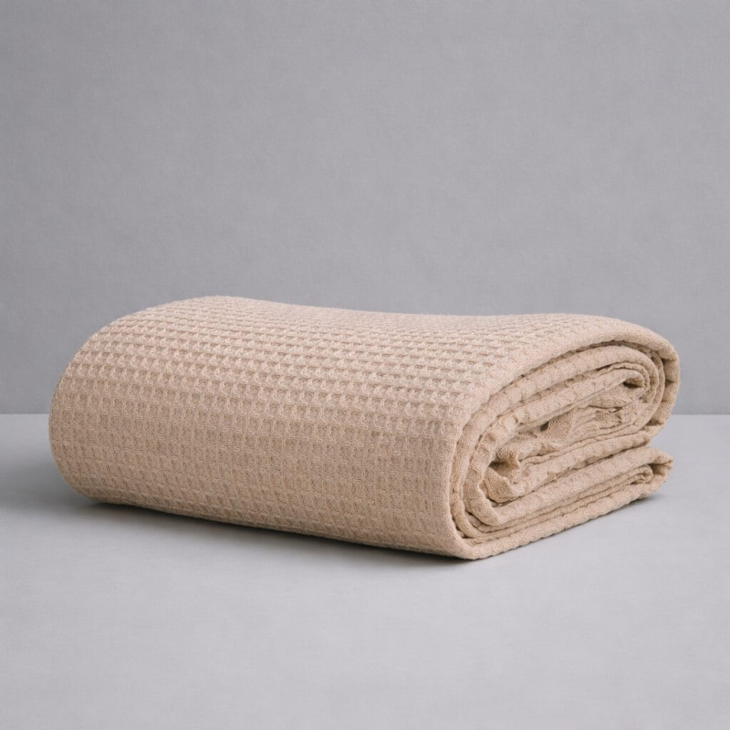 Κουβέρτα Πικέ Μονή Waffle 165χ245 Beige Κουβέρτα Πικέ Μονή Waffle 165χ245 Beige