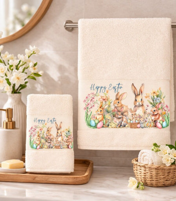 Πασχαλινές Πετσέτες Σετ 2 τεμ. Rabbit Family