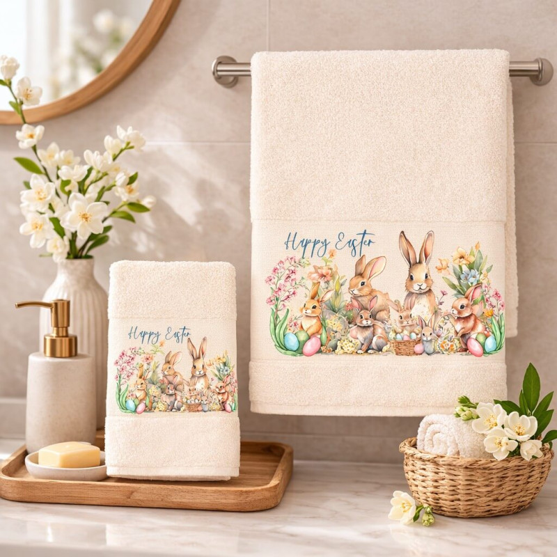 Πασχαλινές Πετσέτες Σετ 2 τεμ. Rabbit Family