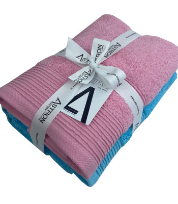 Πετσέτες Προσώπου Σετ 2 Τεμαχίων Pink Turquoise