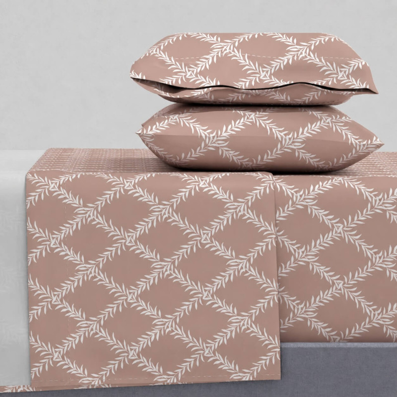 Σεντόνια King Size (ΣΕΤ) 2Χ(2,60Χ2,80)+2Χ(52Χ72) Lucia Chocolat