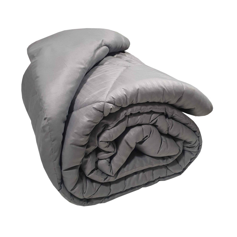 Πάπλωμα Μικροϊνών Stripe ΚΟΜΒΟΣ Grey Satin Stripe - Grey Plain Υπέρδιπλο 220x240