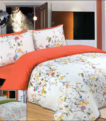 Σετ Σεντόνια Le Blanc Premium Flowers Peach Μονά με λάστιχο 100x200+33 Σετ Σεντόνια Le Blanc Premium Flowers Peach Μονά με λάστιχο 100x200+33