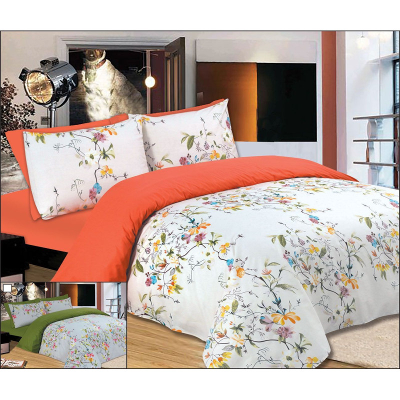 Σετ Σεντόνια Le Blanc Premium Flowers Peach Μονά με λάστιχο 100x200+33 Σετ Σεντόνια Le Blanc Premium Flowers Peach Μονά με λάστιχο 100x200+33