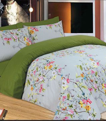 Σετ Σεντόνια Le Blanc Premium Flowers Green Μονά με λάστιχο 100x200+33 Σετ Σεντόνια Le Blanc Premium Flowers Green Μονά με λάστιχο 100x200+33