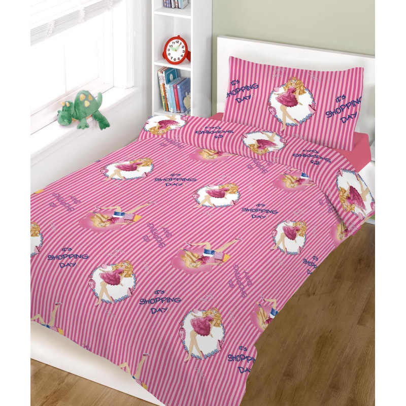 Σετ σεντόνια ΚΟΜΒΟΣ shopping girl με λάστιχο μονά 160x240 Σετ σεντόνια ΚΟΜΒΟΣ shopping girl με λάστιχο μονά 160x240