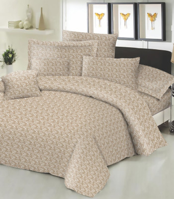 Σετ Σεντόνια ΚΟΜΒΟΣ Cotton Line Printed Fern Grey Beige με λάστιχο 100x200+22 Σετ Σεντόνια ΚΟΜΒΟΣ Cotton Line Printed Fern Grey Beige με λάστιχο 100x200+22