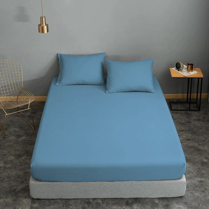 Σεντόνι ΚΟΜΒΟΣ Cotton Line Μονόχρωμο Sky Blue Διπλό 200x240