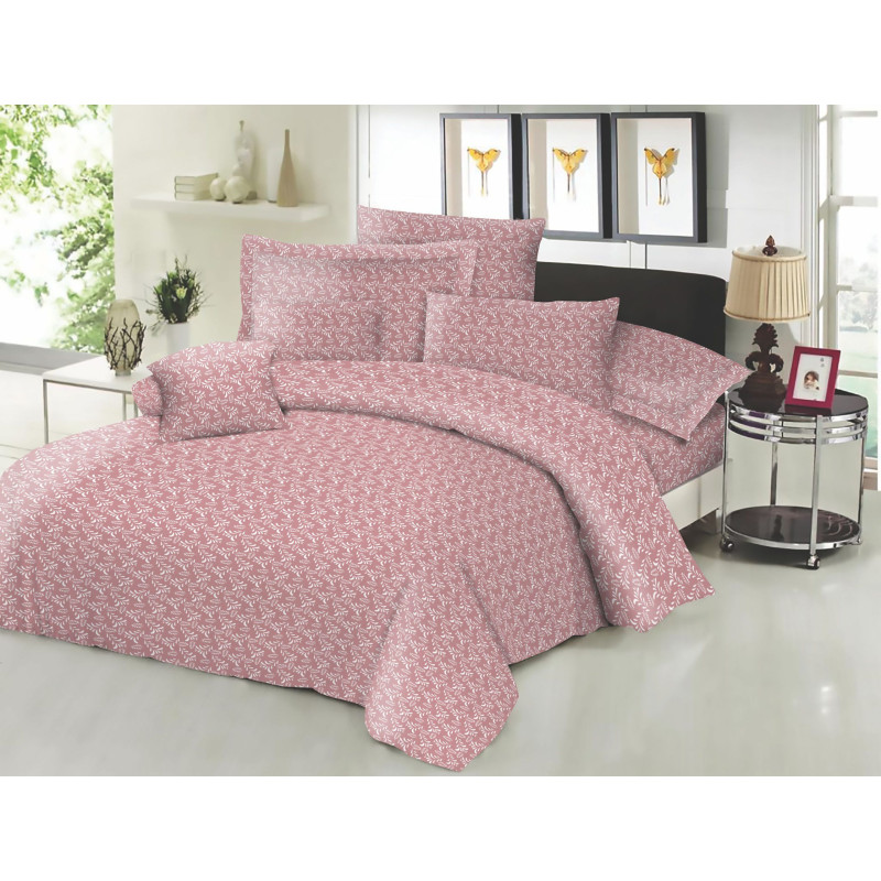 Σεντόνι ΚΟΜΒΟΣ Cotton Line NEW Printed Fern Rotten Apple Διπλό με λάστιχο 150x200+22