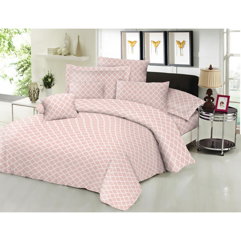 Σεντόνι ΚΟΜΒΟΣ Cotton Line NEW Printed Montana Peach Διπλό με λάστιχο 150x200+22