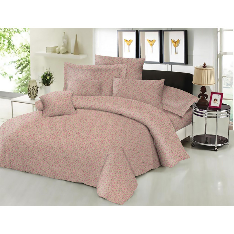 Σεντόνι ΚΟΜΒΟΣ Cotton Line NEW Printed Little Rose Beige Διπλό με λάστιχο 150x200+22