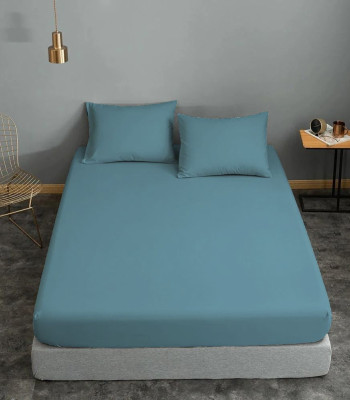 Σεντόνι ΚΟΜΒΟΣ Cotton Line Μονόχρωμο Dolphin Blue Υπέρδιπλό 220x240