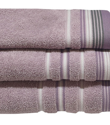Πετσέτα ΚΟΜΒΟΣ Satin Stripe Πεννιέ 450γρ/m2 100% Cotton Χειρός Lilac 30x50