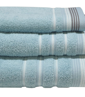 Πετσέτα ΚΟΜΒΟΣ Satin Stripe Πεννιέ 450γρ/m2 100% Cotton Χειρός Petrol 30x50