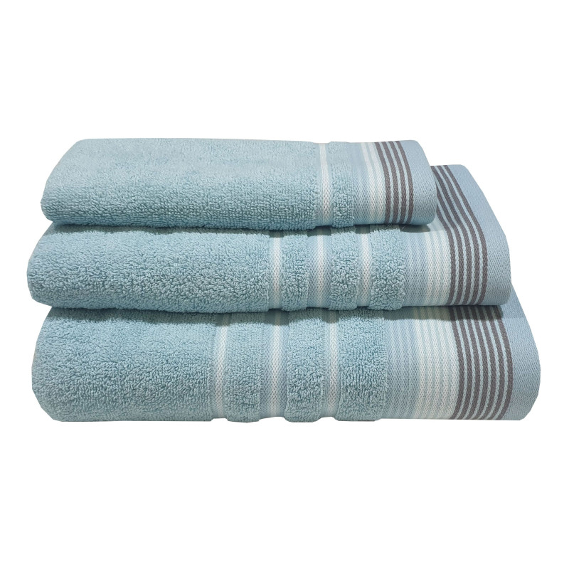 Πετσέτα ΚΟΜΒΟΣ Satin Stripe Πεννιέ 450γρ/m2 100% Cotton Χειρός Petrol 30x50