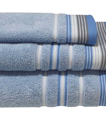 Πετσέτα ΚΟΜΒΟΣ Satin Stripe Πεννιέ 450γρ/m2 100% Cotton Προσώπου Light Blue 50x90