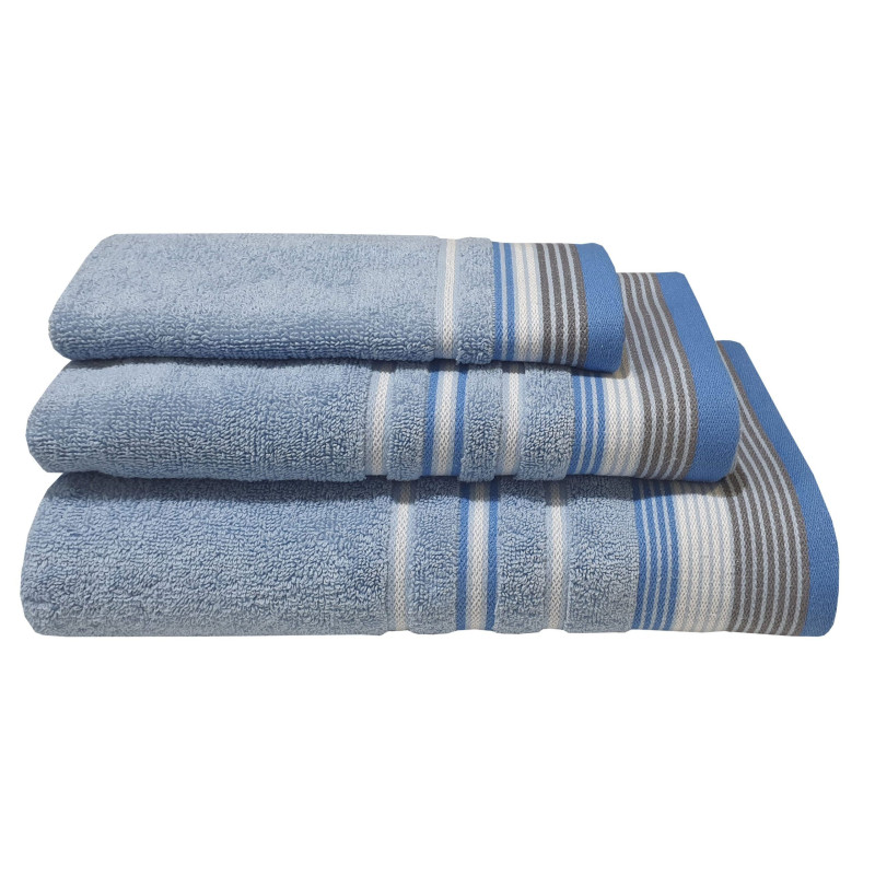 Πετσέτα ΚΟΜΒΟΣ Satin Stripe Πεννιέ 450γρ/m2 100% Cotton Προσώπου Light Blue 50x90