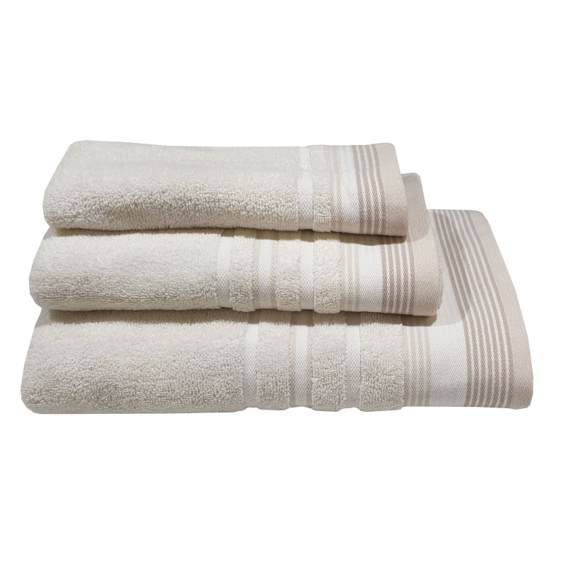 Πετσέτα ΚΟΜΒΟΣ Satin Stripe Πεννιέ 450γρ/m2 100% Cotton Προσώπου Sand 50x90
