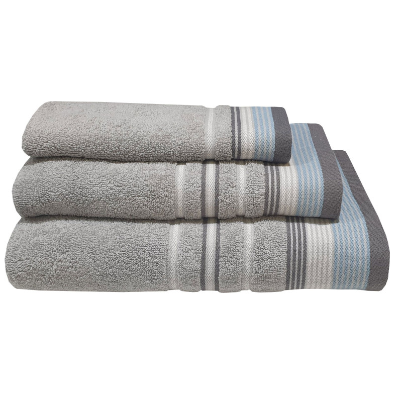 Πετσέτα ΚΟΜΒΟΣ Satin Stripe Πεννιέ 450γρ/m2 100% Cotton Σώματος Grey  70x140