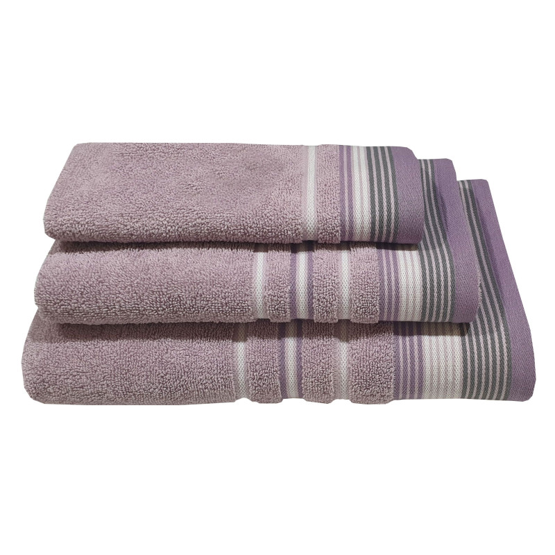 Πετσέτα ΚΟΜΒΟΣ Satin Stripe Πεννιέ 450γρ/m2 100% Cotton Σώματος Lilac 70x140