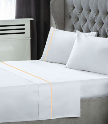 Σετ  Σεντόνια Le Blanc Μονόχρωμα  με Φυτίλι Polycotton 50/50 TC144 White Μονά 170x270