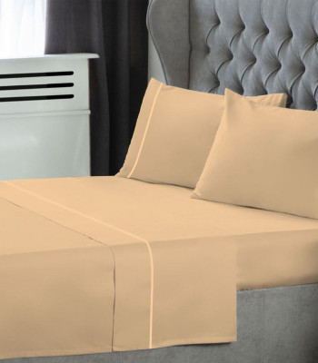 Σετ  Σεντόνια Le Blanc Μονόχρωμα  με Φυτίλι Polycotton 50/50 TC144 Sand Μονά 170x270
