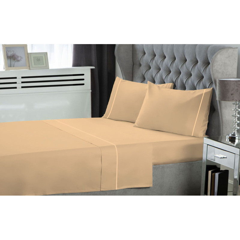 Σετ  Σεντόνια Le Blanc Μονόχρωμα  με Φυτίλι Polycotton 50/50 TC144 Sand Μονά 170x270
