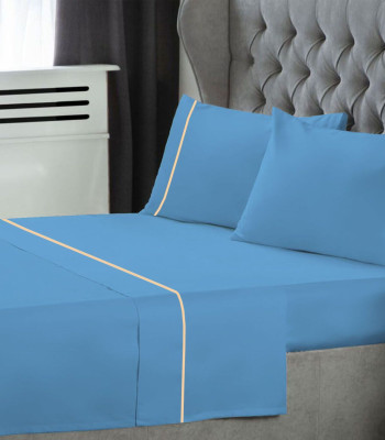 Σετ  Σεντόνια Le Blanc Μονόχρωμα  με Φυτίλι Polycotton 50/50 TC144 Blue Μονά 170x270
