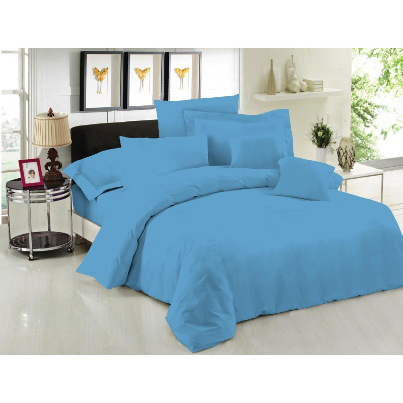 Σεντόνι Μεμονομένο LeBlanc Μονόχρωμο Polycotton 50/50 TC144 Blue υπέρδιπλο με λάστιχο 160x200+35
