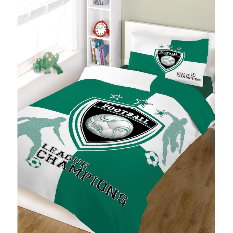 Σετ σεντόνια ΚΟΜΒΟΣ champions GREEN WHITE μονά 160x240 Σετ σεντόνια ΚΟΜΒΟΣ champions GREEN WHITE μονά 160x240