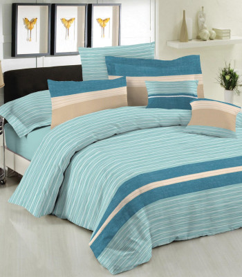 Σετ Σεντόνια Le Blanc Premium Cotton 100% Brooklyn Aqua Μονά με λάστιχο 100x200+33