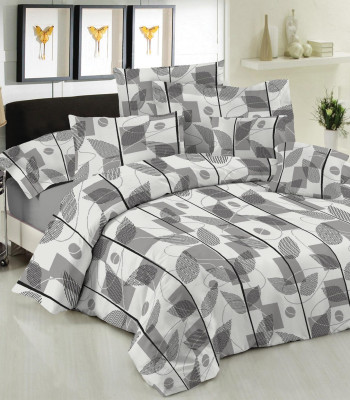 Παπλωματοθήκη Le Blanc Premium Cotton 100% Leaves Grey Μονή 160x240