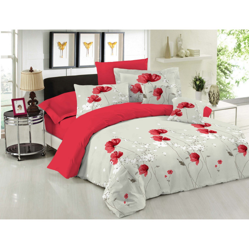 Σετ Κουβερλί Le Blanc Premium Cotton 100% Anemone Red Υπέρδιπλο 220x240