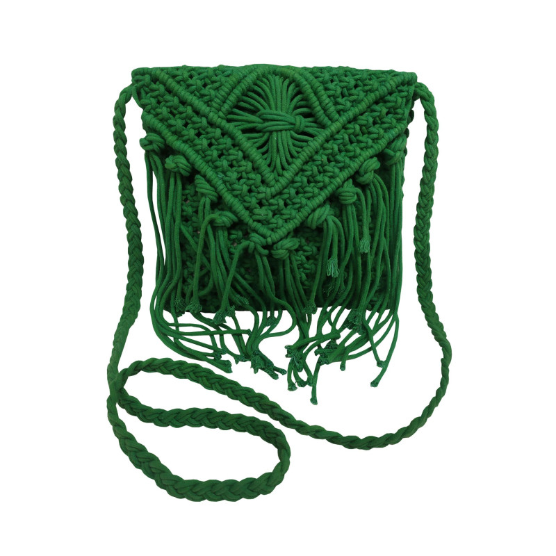 Τσάντα Macrame ΚΟΜΒΟΣ 100% Βαμβάκι Green 25x20 Τσάντα Macrame ΚΟΜΒΟΣ 100% Βαμβάκι Green 25x20