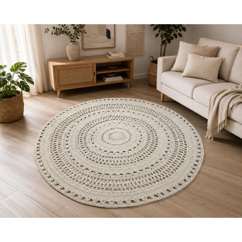 Χαλί Macrame ΚΟΜΒΟΣ NEW Στρογγυλό 100% Cotton Natural Φ150 Χαλί Macrame ΚΟΜΒΟΣ NEW Στρογγυλό 100% Cotton Natural Φ150