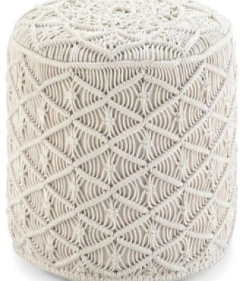 Πουφ Macrame ΚΟΜΒΟΣ Cotton 100% με εσωτερικη γέμιση Thermocol Sheet 40x40x40 Natural