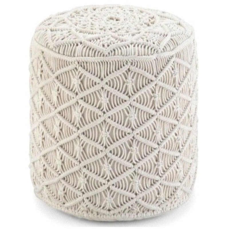 Πουφ Macrame ΚΟΜΒΟΣ Cotton 100% με εσωτερικη γέμιση Thermocol Sheet 40x40x40 Natural