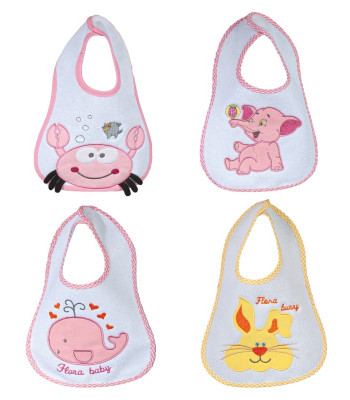ΣΕΤ 4 ΤΕΜ. ΣΑΛΙΑΡΕΣ ΚΕΝΤ. SENSES BABY BIBS  PINK No 4