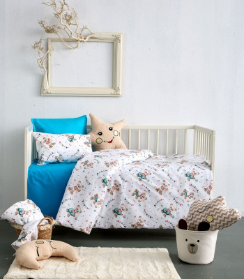 ΣΕΤ ΣΕΝΤΟΝΙΑ BEBE 120X160  ΚΟΥΝΙΑΣ - MUSIC BLUE