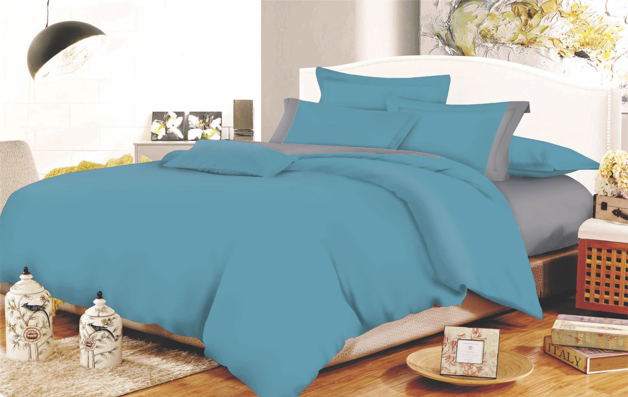 Σετ Σεντόνια ΚΟΜΒΟΣ Cotton Line Dolphin Blue - Grey Μονόχρωμα με Φάσα Μονά 160x240 Σετ Σεντόνια ΚΟΜΒΟΣ Cotton Line Dolphin Blue - Grey Μονόχρωμα με Φάσα Μονά 160x240