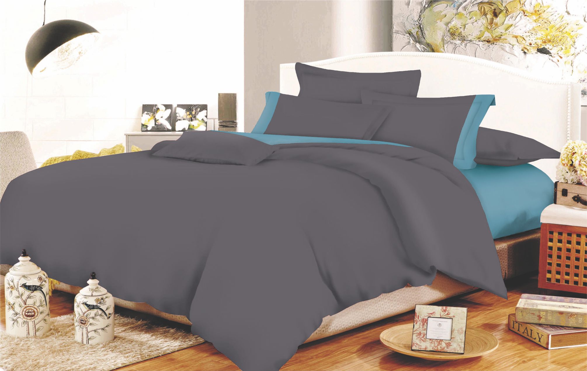 Σετ Σεντόνια ΚΟΜΒΟΣ Cotton Line Anthraces - Dolphin Blue Μονόχρωμα με Φάσα Μονά 160x240 Σετ Σεντόνια ΚΟΜΒΟΣ Cotton Line Anthraces - Dolphin Blue Μονόχρωμα με Φάσα Μονά 160x240