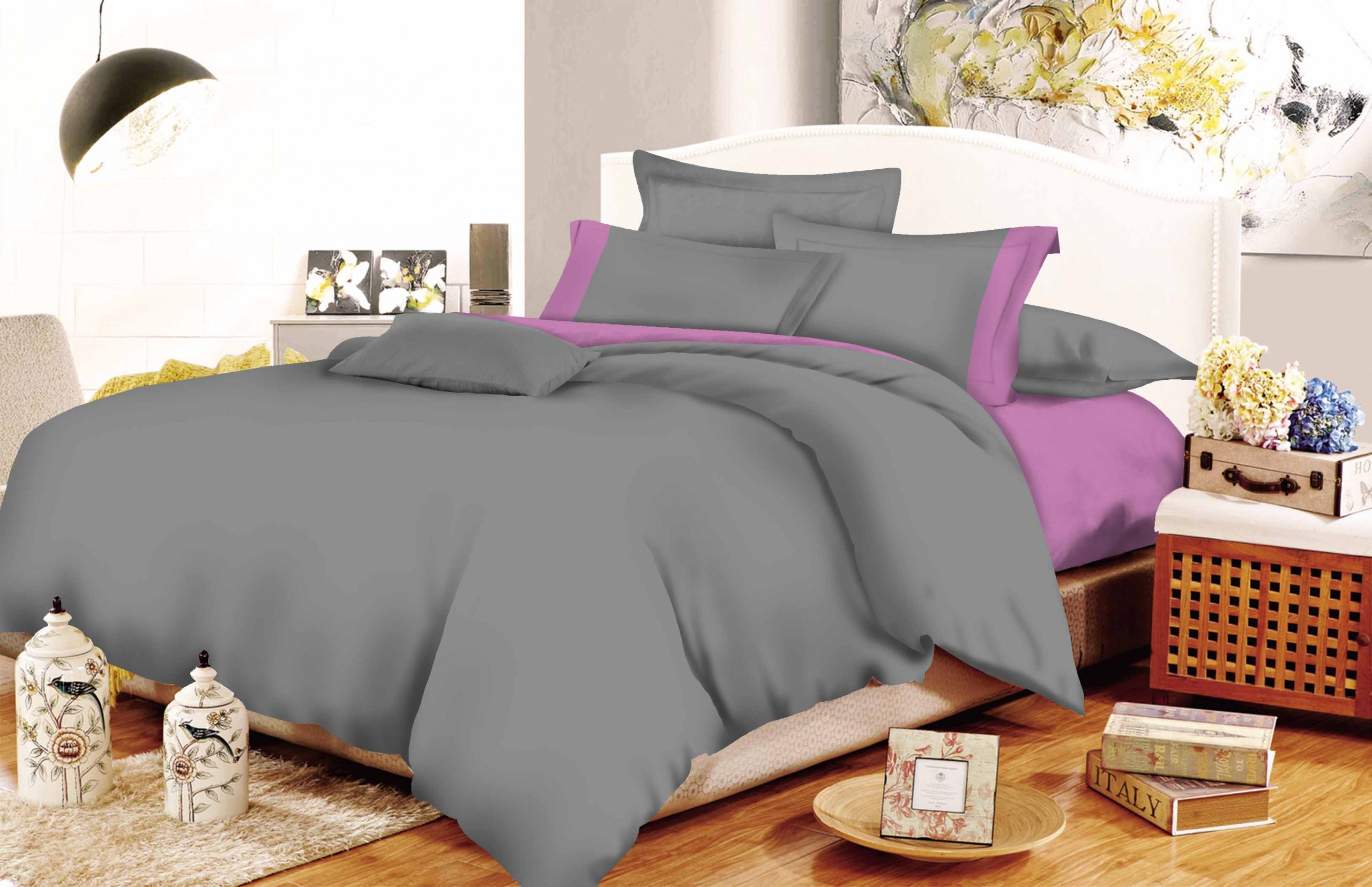 Σετ Σεντόνια ΚΟΜΒΟΣ Cotton Line Grey-Lilac Μονόχρωμα με Φάσα Μονά 160x240 Σετ Σεντόνια ΚΟΜΒΟΣ Cotton Line Grey-Lilac Μονόχρωμα με Φάσα Μονά 160x240