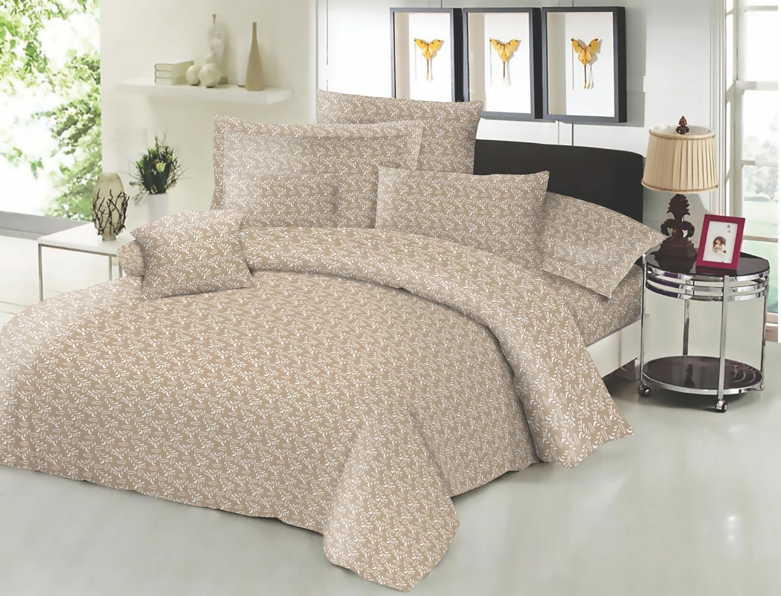 Ζεύγος μαξιλαροθήκες ΚΟΜΒΟΣ Cotton Line Printed Fern Beige 50x70 Ζεύγος μαξιλαροθήκες ΚΟΜΒΟΣ Cotton Line Printed Fern Beige 50x70