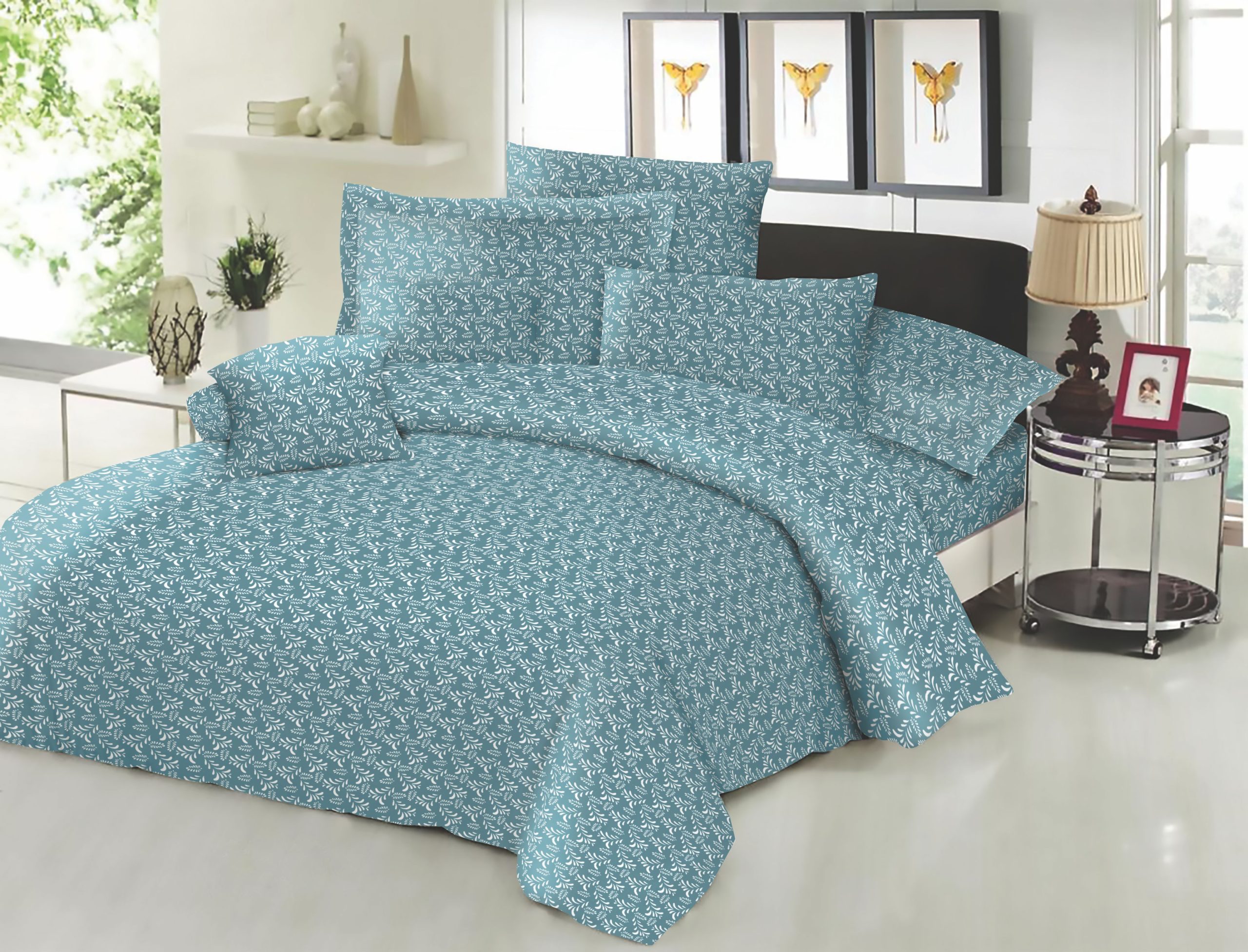 Ζεύγος μαξιλαροθήκες ΚΟΜΒΟΣ Cotton Line Printed Fern Petrol 50x70 Ζεύγος μαξιλαροθήκες ΚΟΜΒΟΣ Cotton Line Printed Fern Petrol 50x70